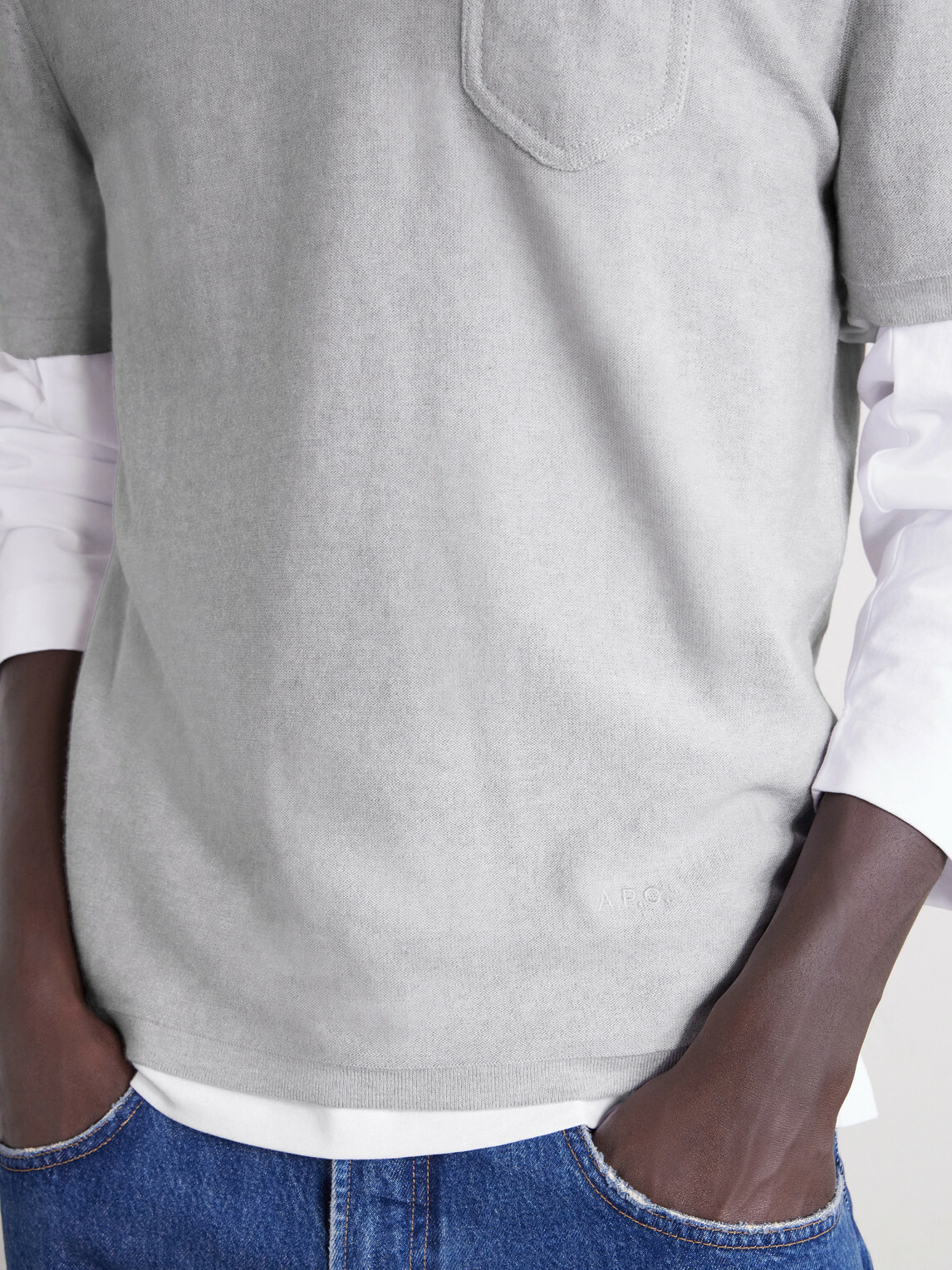 A.P.C. - Eliot Cotton and Cashmere-Blend Polo Shirt - Gray