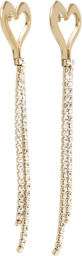 AREA Gold Crystal Heart Fringe Earrings