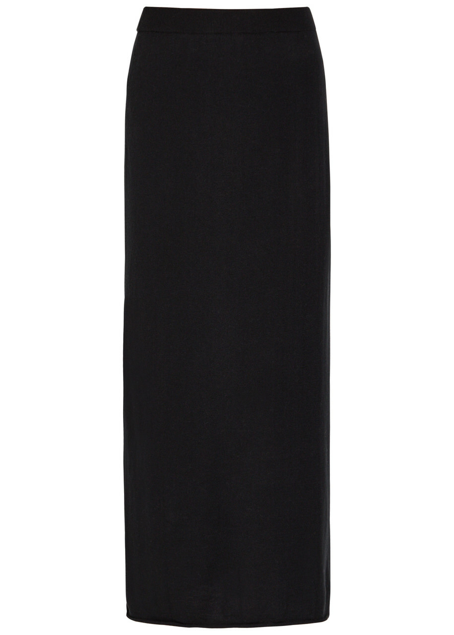 Lisa Yang Charlotta Cotton and Cashmere-blend Midi Skirt Black