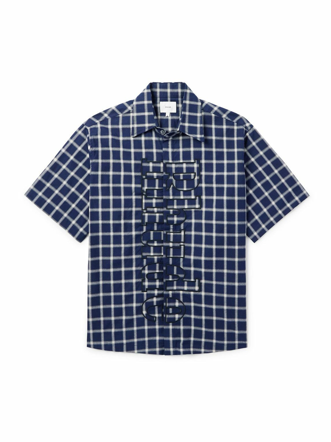Rhude - Logo-Embroidered Checked Cotton-Poplin Shirt - Blue