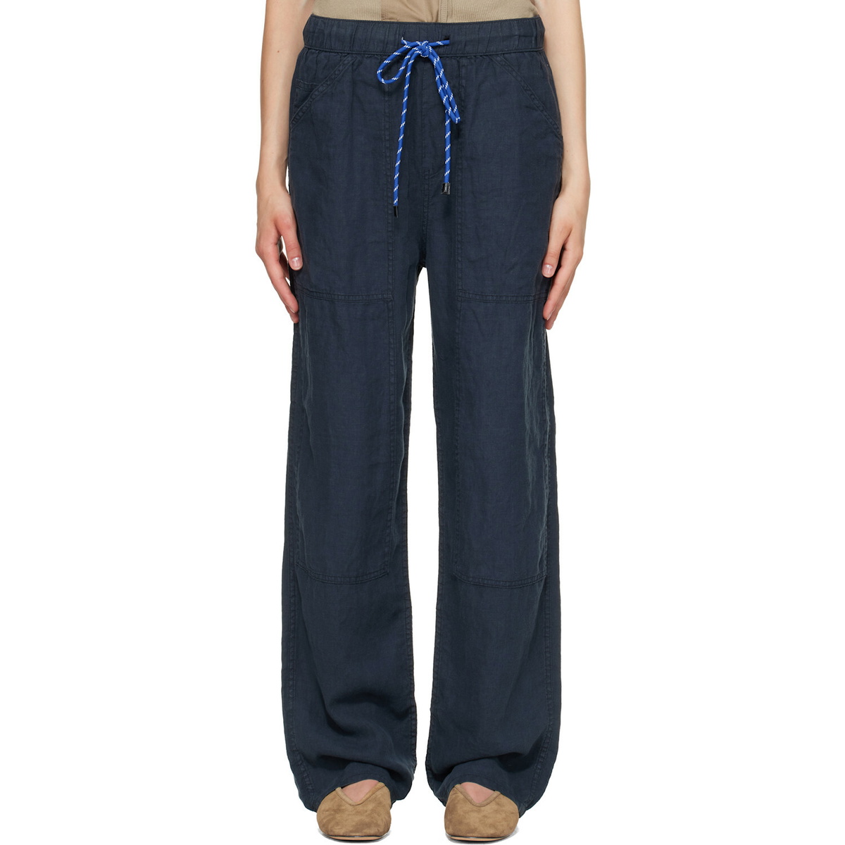 rag & bone Navy Atlas Linen Trousers