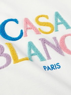 Casablanca - Logo-Flocked Organic Cotton-Terry Sweatshirt - White