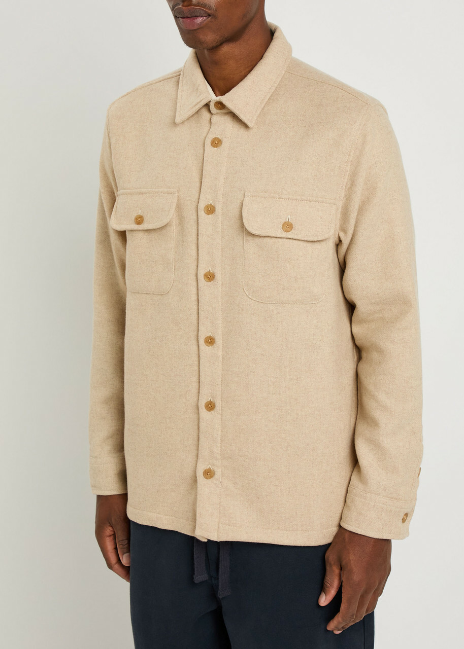 Wax London Lomond Wool-blend Overshirt Ecru