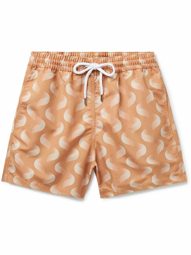 Photo: Frescobol Carioca - Straight-Leg Mid-Length Printed Swim Shorts - Orange