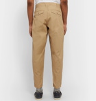 Monitaly - Tapered Cropped Pleated Vancloth Cotton Oxford Trousers - Neutrals