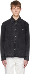 Solid Homme Black Embroidered Denim Shirt