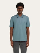 Ferragamo Mens Cotton polo shirt with zip detail in Green