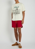 Rhude Classic Logo-embroidered Cotton Shorts Red And White
