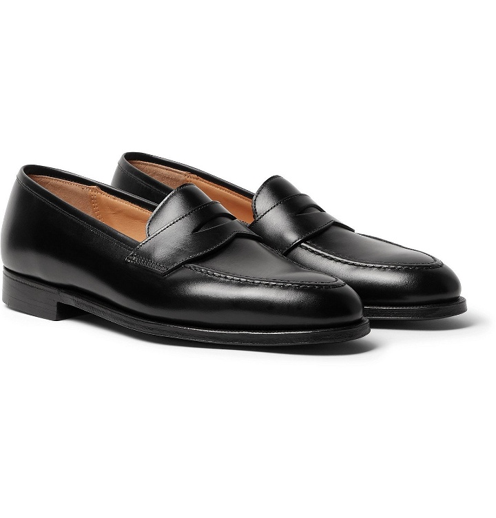Photo: George Cleverley - Bradley Textured-Leather Penny Loafers - Black