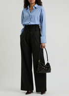 16 Arlington Ivlia Layered-effect Wide-leg Twill Trousers Black