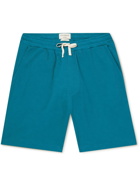 Oliver Spencer Loungewear - Straight-Leg Ribbed Organic Cotton-Jersey Drawstring Shorts - Blue