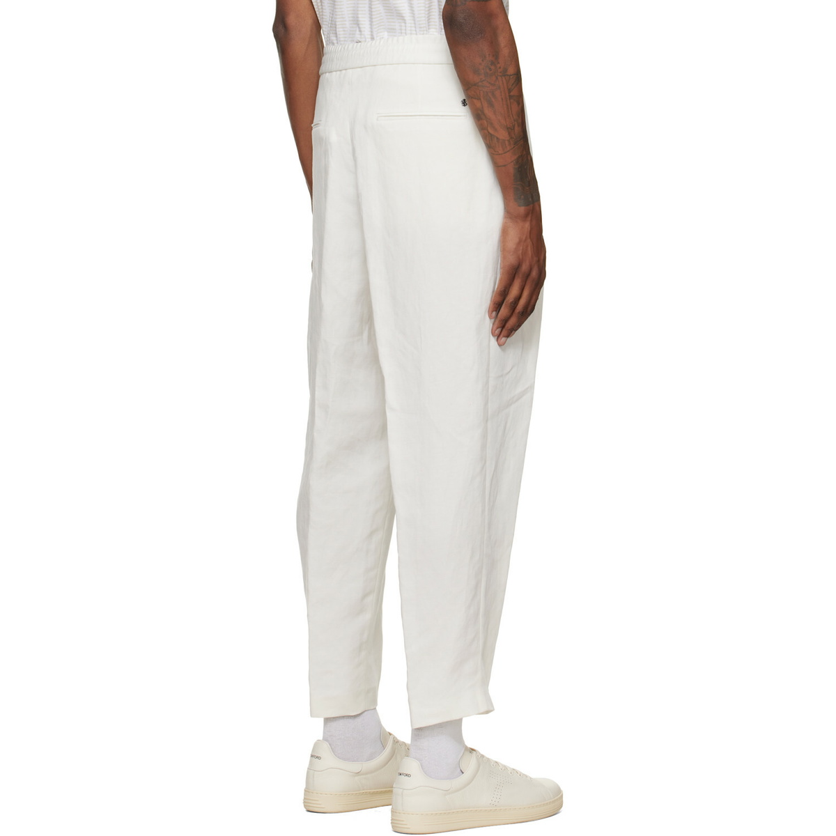 BOSS Off-White Pleated Trousers