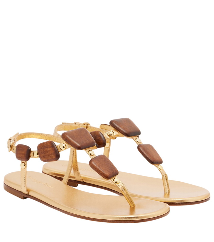 Photo: Gianvito Rossi Beaded metallic leather thong sandals