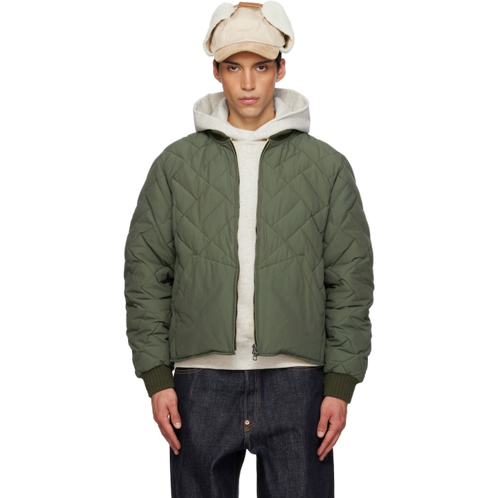 Photo: Kenzo Khaki Kenzo Paris 'KENZO Weave' Quilted Down Bomber Jacket