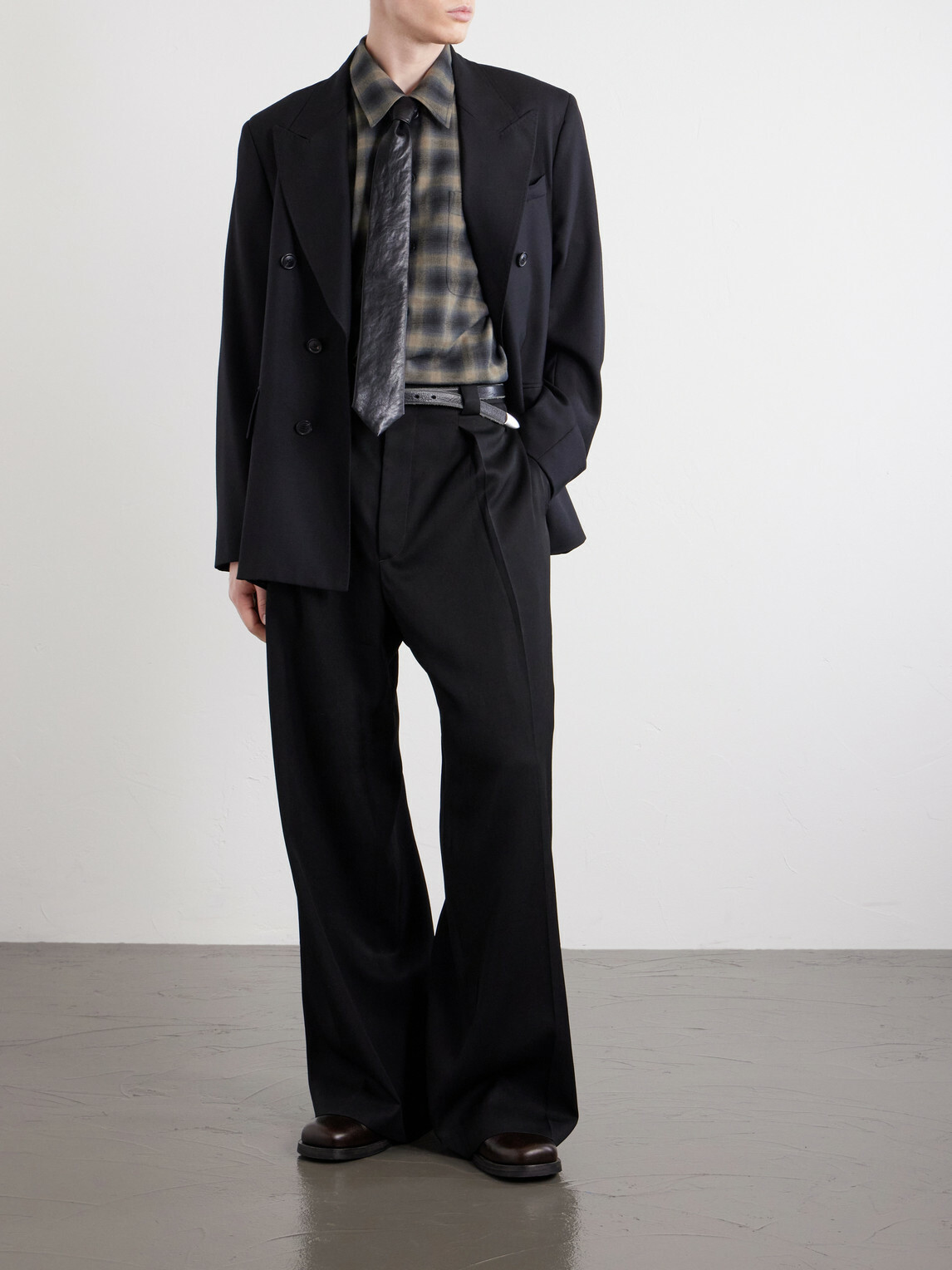 Our Legacy - Checked Cotton and Wool-Blend Shirt - Black