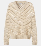 Brunello Cucinelli Sequined silk and linen-blend sweater