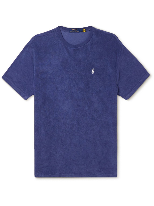 Photo: Polo Ralph Lauren - Logo-Embroidered Cotton-Blend Terry T-Shirt - Blue