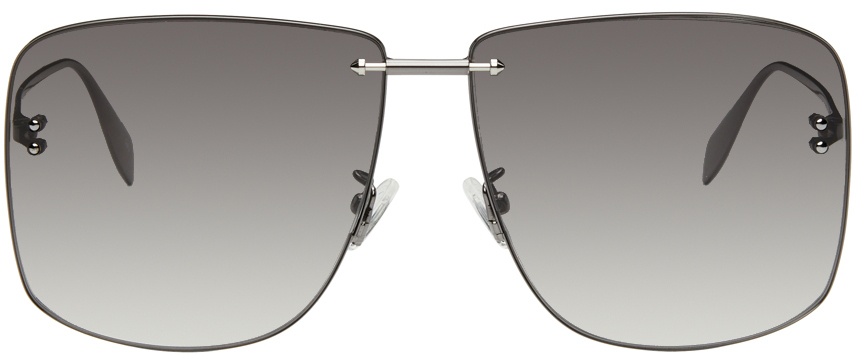 Photo: Alexander McQueen Gunmetal Piercing Bridge Sunglasses