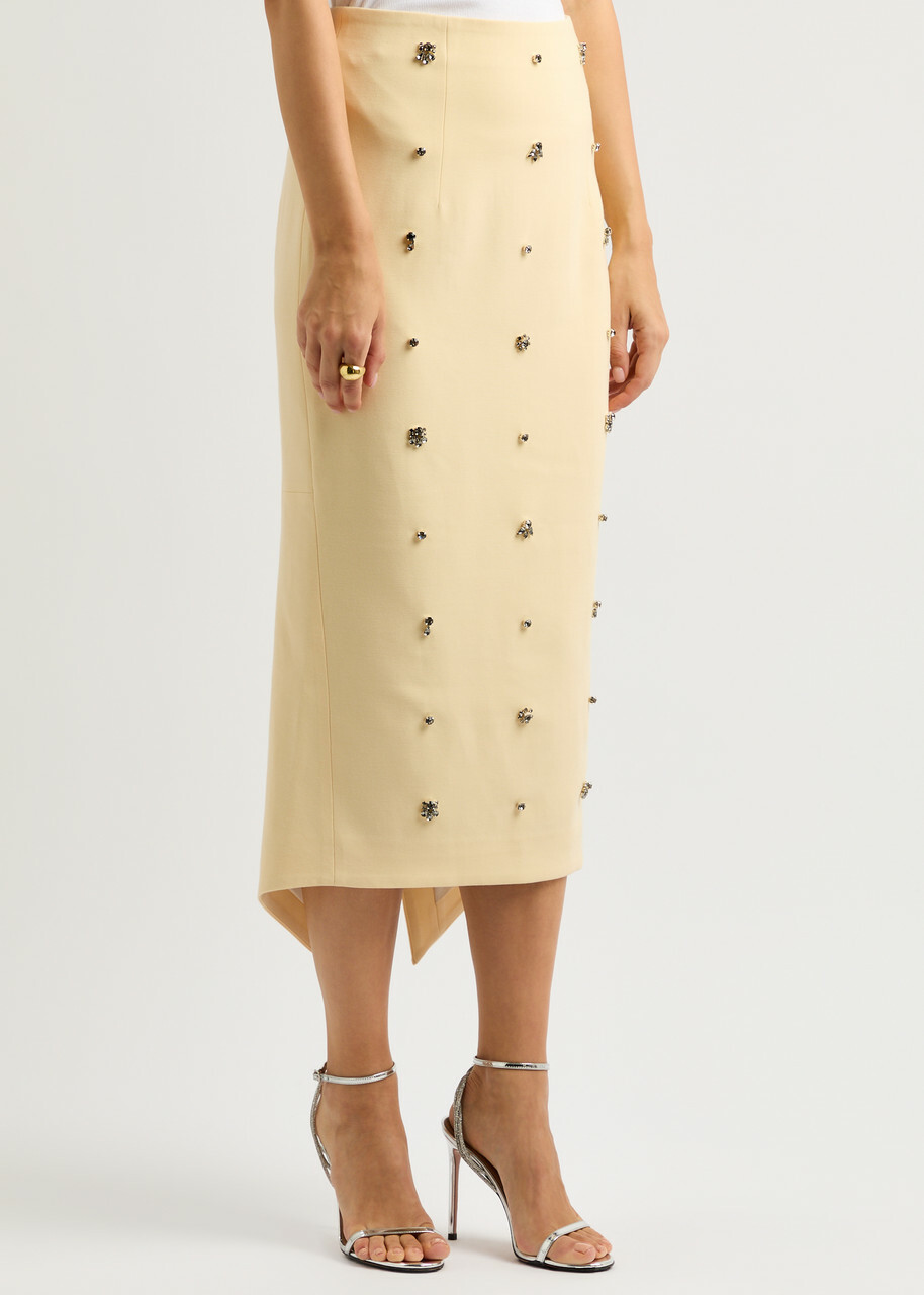 Huishan Zhang Thalia Crystal-embellished Midi Skirt Light Yellow