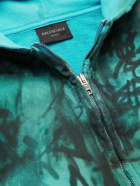 Balenciaga - Logo-Appliquéd Distressed Printed Cotton-Jersey Zip-Up Hoodie - Blue
