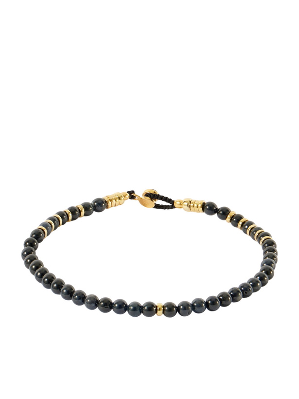 Photo: Mikia - Circle 4 Gold-Plated Sterling Silver, Malachite and Apatite Beaded Bracelet - Blue