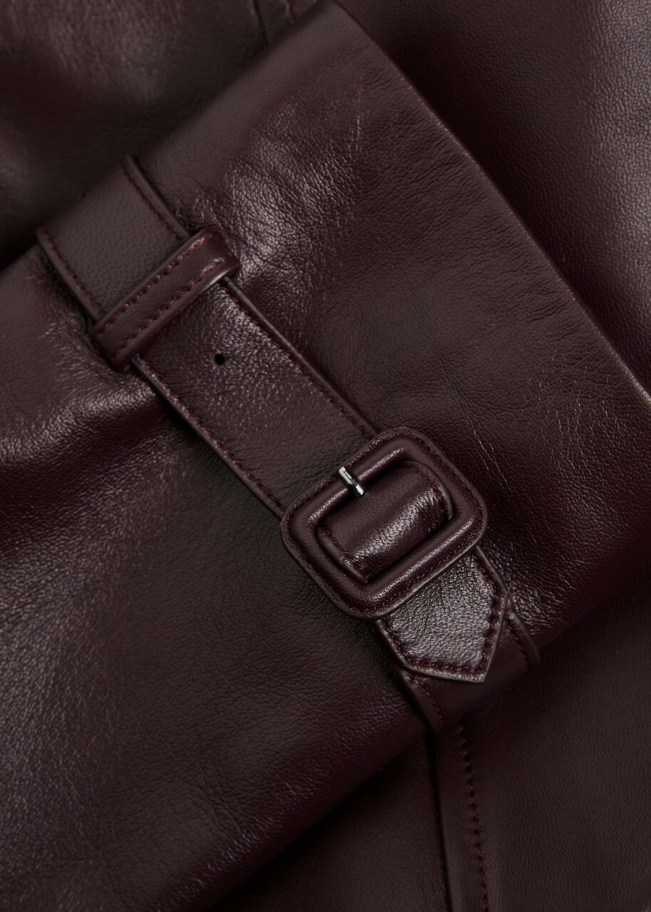 Joseph Blaise Cropped Leather Jacket Plum