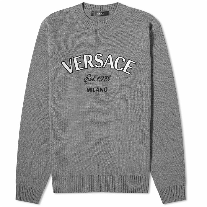 Photo: Versace Men's Milano Embroidered Knit in Medium Grey