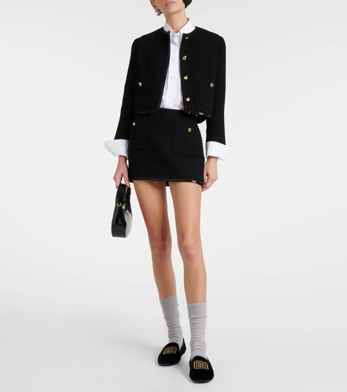miu miu アーカイブ　テーラード　ジャケット 40 Y2K 00s プラダ Miu Miu Cropped wool-blend tweed jacket Miu Miu