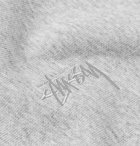 Stüssy - Logo-Embroidered Mélange Loopback Cotton-Jersey Hoodie - Gray