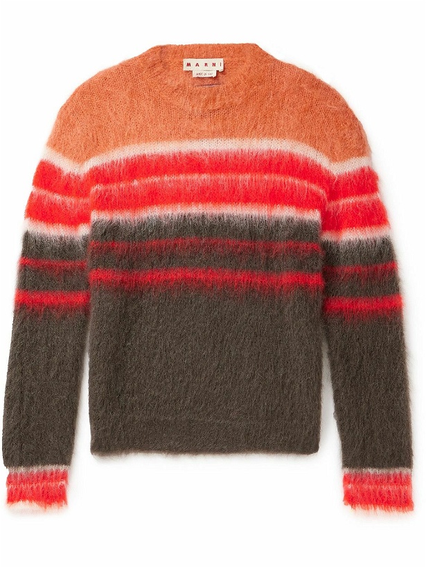 Photo: Marni - Striped Mohair-Blend Sweater - Orange