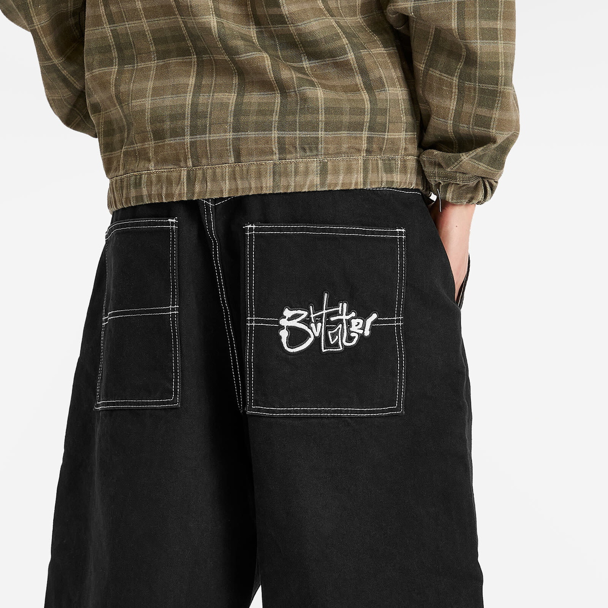 Butter Goods Men's Scribble Denim Shorts in Washed Black