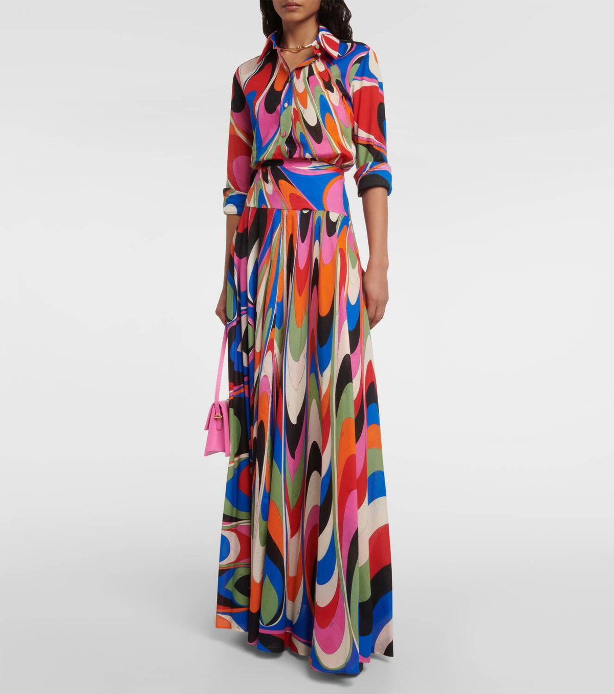 Pucci Marmo printed pleated maxi skirt