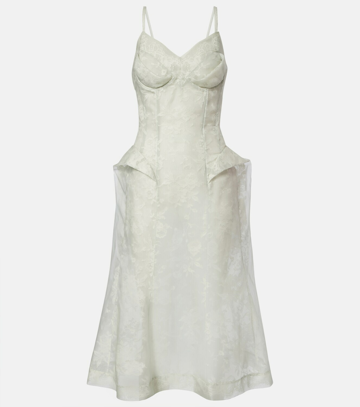 McQueen Peplum silk lace corset dress