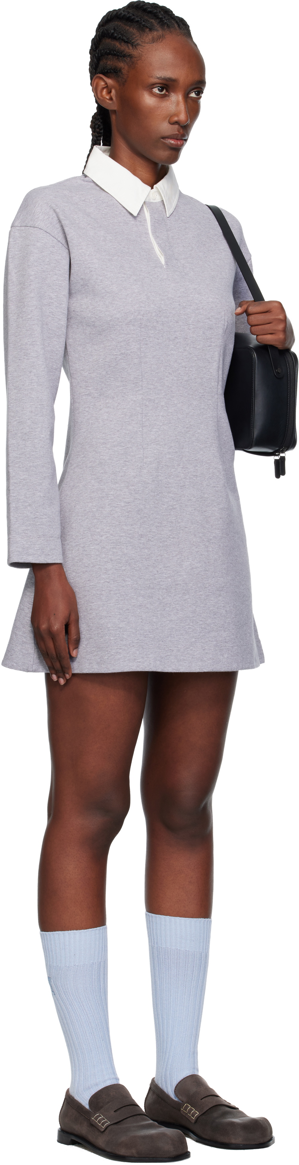 JW Anderson Gray Long Sleeve Polo Midi Dress
