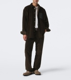 Loewe Leather-trimmed cotton corduroy shirt