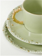 L'Objet - Haas Brothers Mojave Desert Set of Two Gold-Plated Porcelain Tea Cups and Saucers