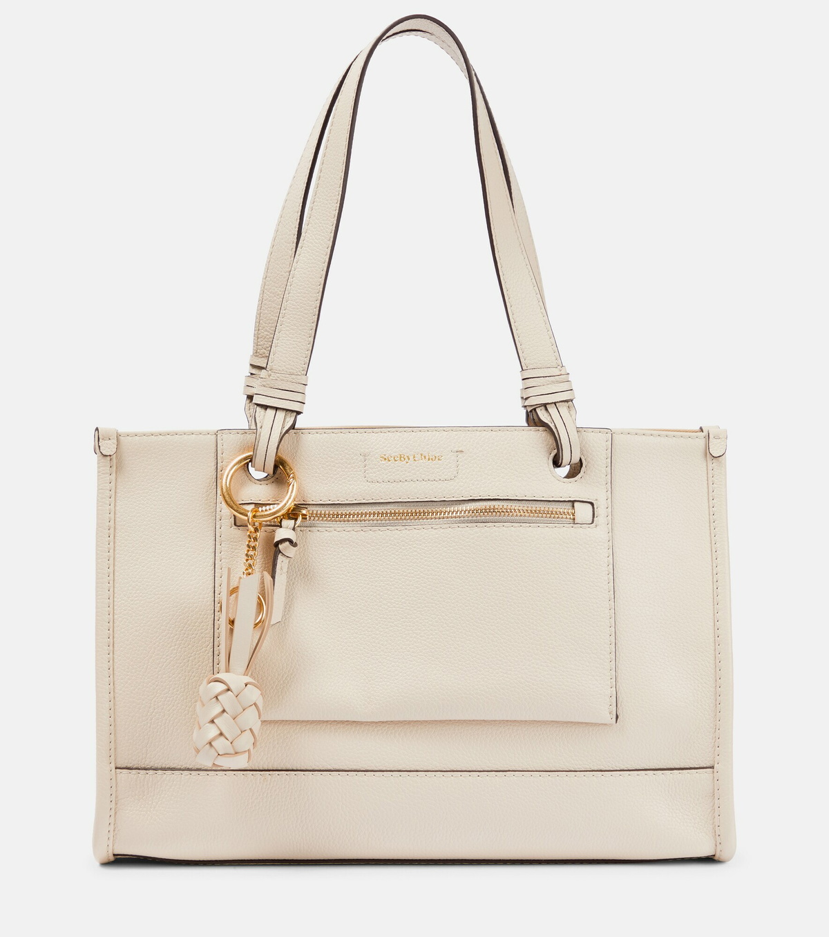 See By Chloe ロゴ チャーム付 CECILYA MEDIUM TOTE BAG SEE BY CHLOÉ CECILYA MEDIUM TOTE BAG | Black Women's Handbag