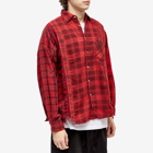 Needles Men's Rebuild 7 Cuts Over Dyed Flannel Shirt in Red