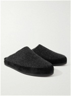 Mulo - Suede-Trimmed Shearling-Lined Recycled-Wool Slippers - Gray