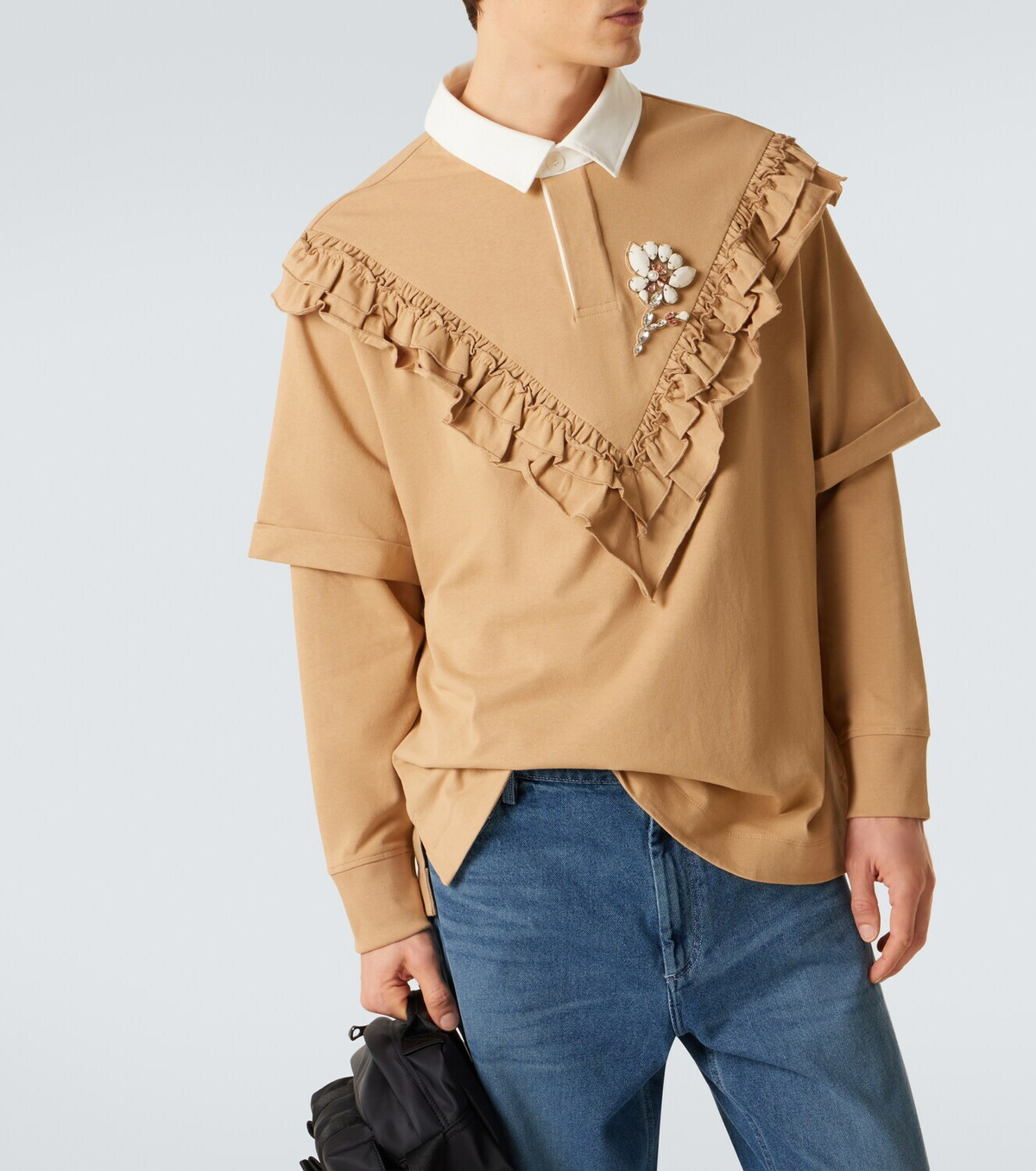 Simone Rocha Ruffled cotton polo shirt