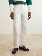 Drake's - Straight-Leg Leather-Trimmed Jeans - Neutrals