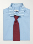 ETRO - Slim-Fit Striped Herringbone Cotton Shirt - Blue