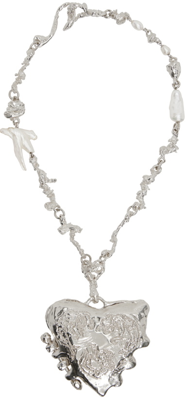 Photo: Rebekah Kosonen Bide SSENSE Exclusive Silver Love Is A (Large) Thing Physical Necklace