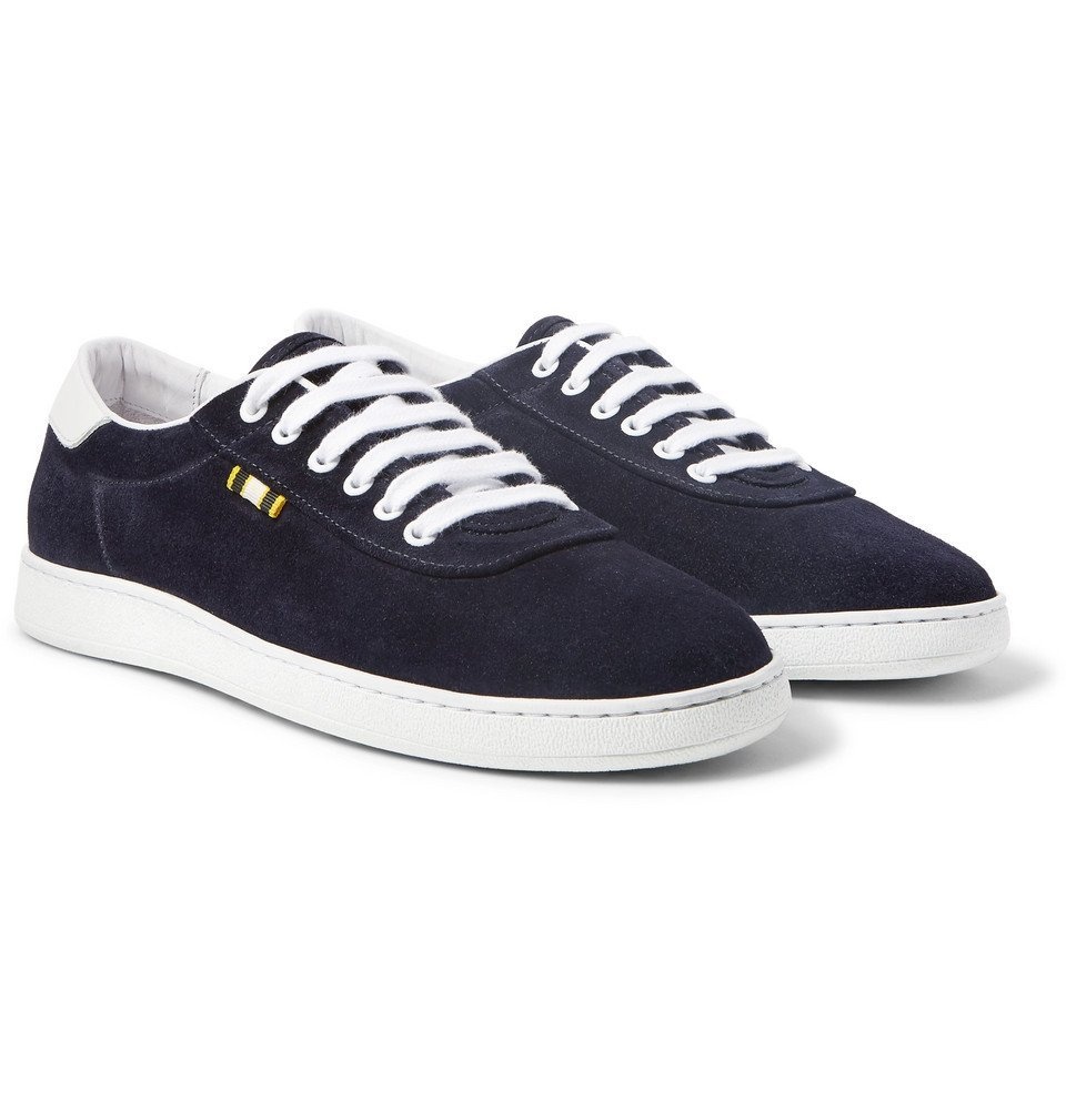 Photo: Aprix - Leather-Trimmed Suede Sneakers - Men - Navy
