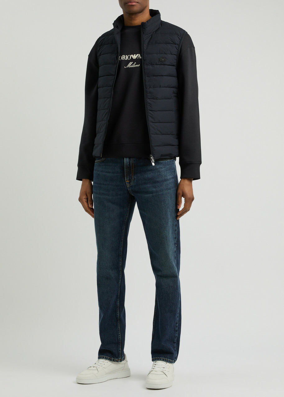 Emporio Armani Logo Quilted Matte Shell Gilet Navy