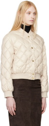Max Mara Beige The Cube Quilted Reversible Down Bomber Jacket