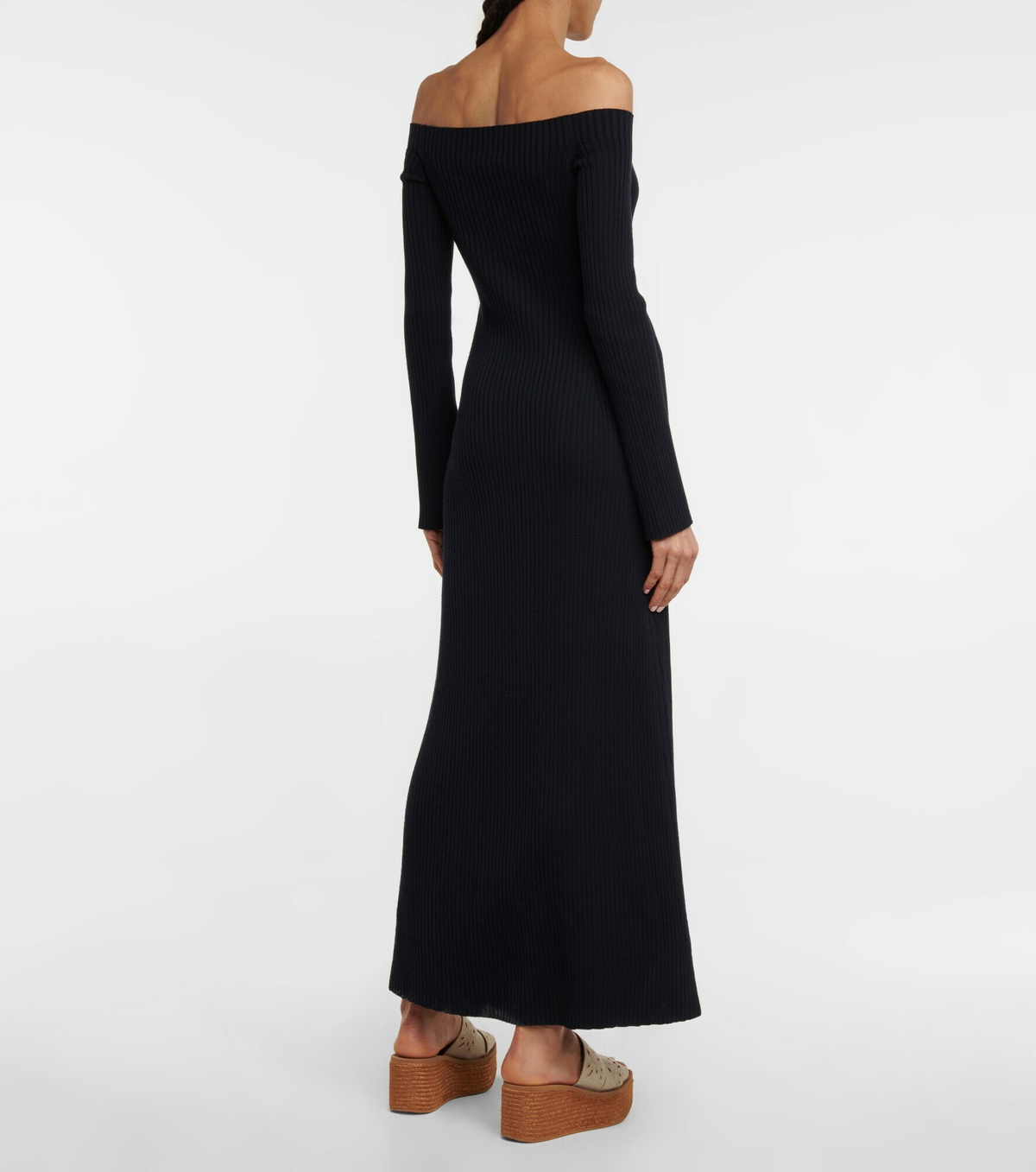 Off-Shoulder Ribbed Wool Blend Maxi Dress main image 0