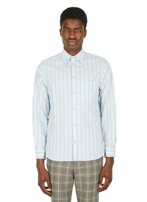 Photo: Classic Washed Stripe Shirt in Light Blue