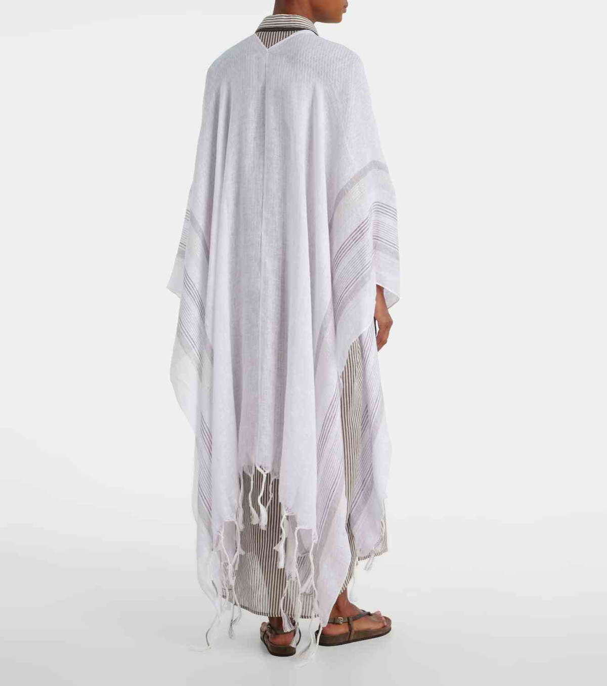 Brunello Cucinelli Fringed linen poncho