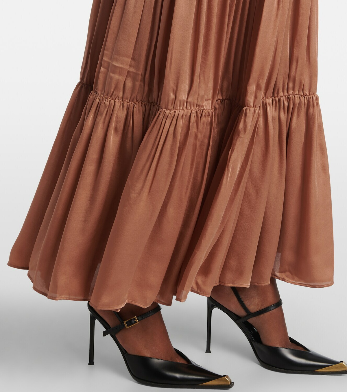 Ulla Johnson Gaelle tiered silk satin maxi skirt
